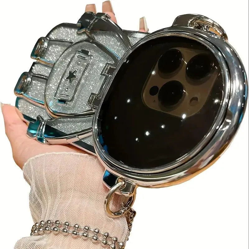 Metal Chain & Mirror Astronaut Case (For iPhone) - Bear Hugs