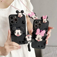 Mickey Minnie Casual Phone Case with Strap (For iPhones) - Bear Hugs