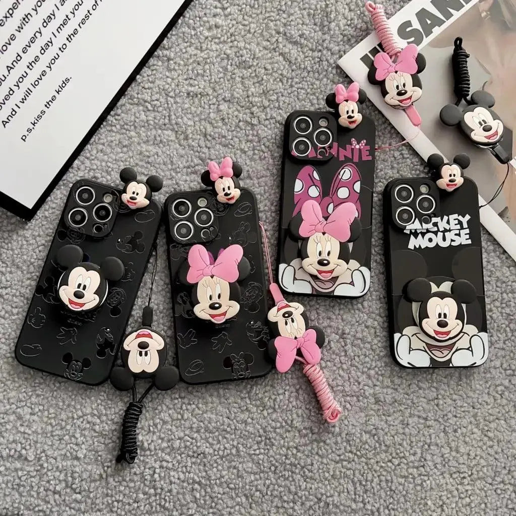 Mickey Minnie Casual Phone Case with Strap (For iPhones) - Bear Hugs