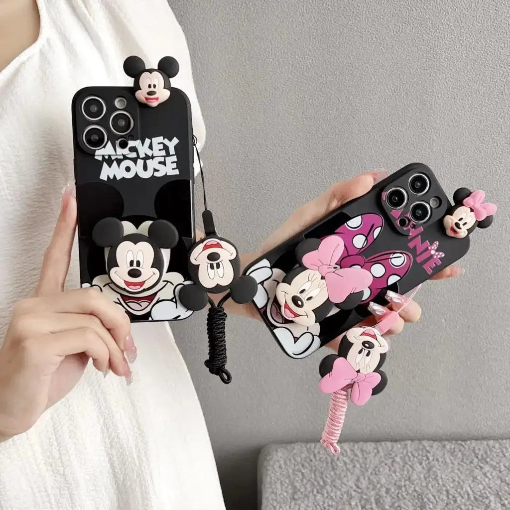 Mickey Minnie Casual Phone Case with Strap (For iPhones) - Bear Hugs