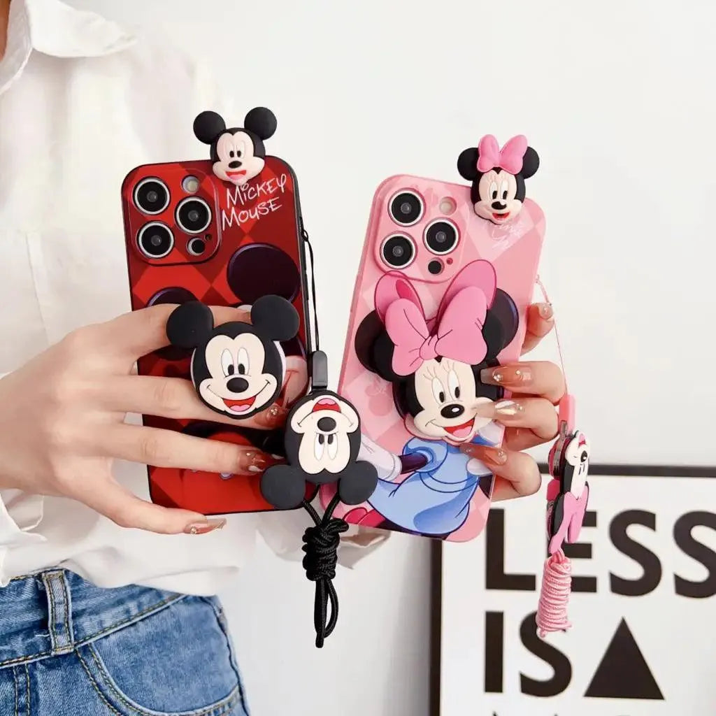 Mickey Minnie Cute Phone Case with Strap (For iPhones) - Bear Hugs