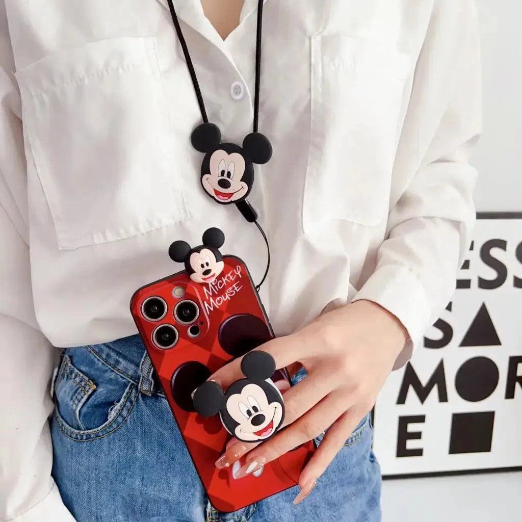 Mickey Minnie Cute Phone Case with Strap (For iPhones) - Bear Hugs