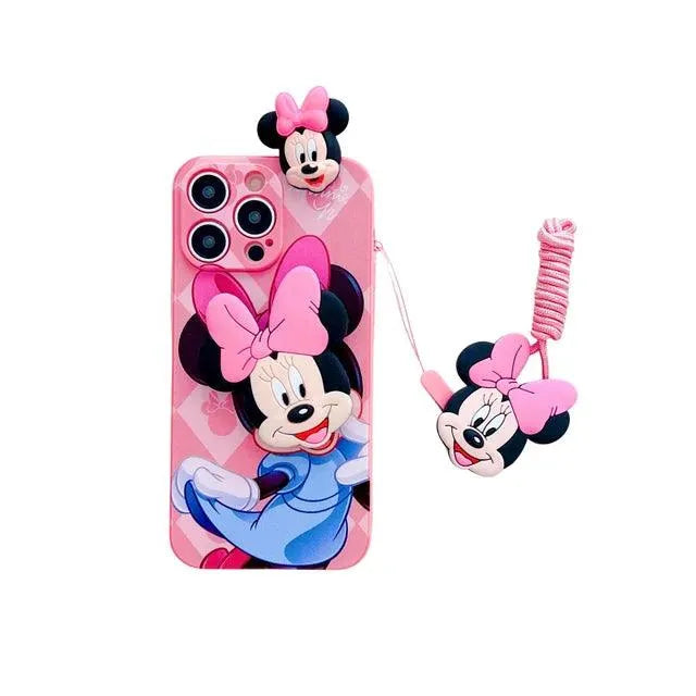 Mickey Minnie Cute Phone Case with Strap (For iPhones) - Bear Hugs