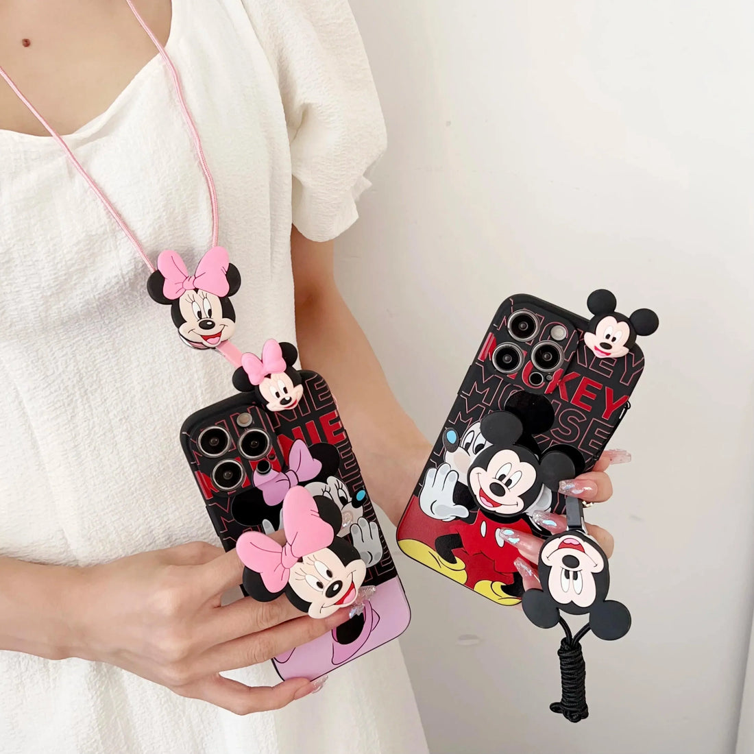 Mickey Minnie Trendy Phone Case with Strap (For iPhones) - Bear Hugs