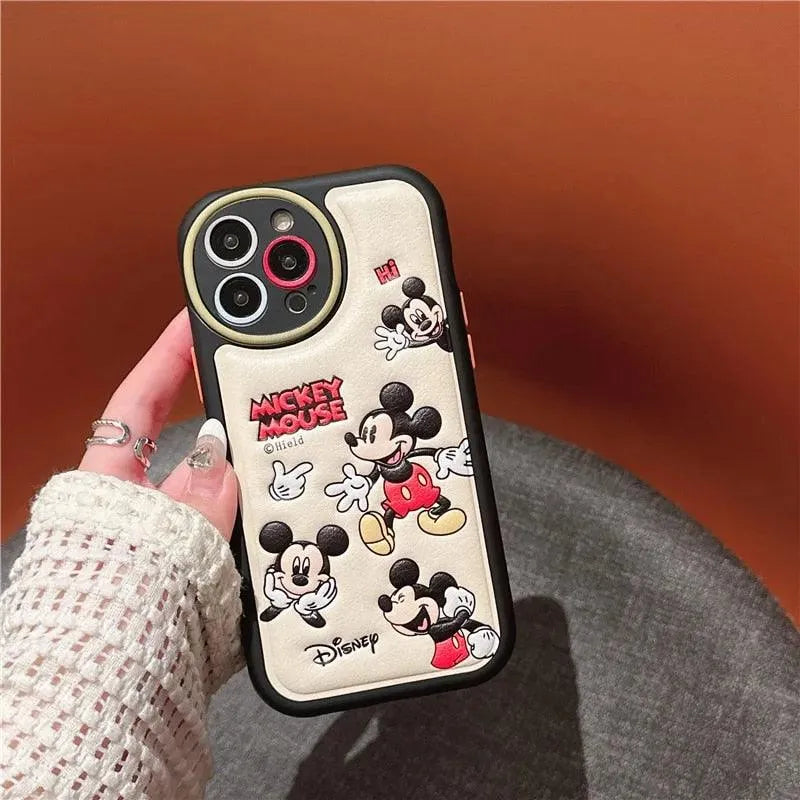 Mickey Mouse Leather Embossed Cover for All iPhone Models - Bear Hugs