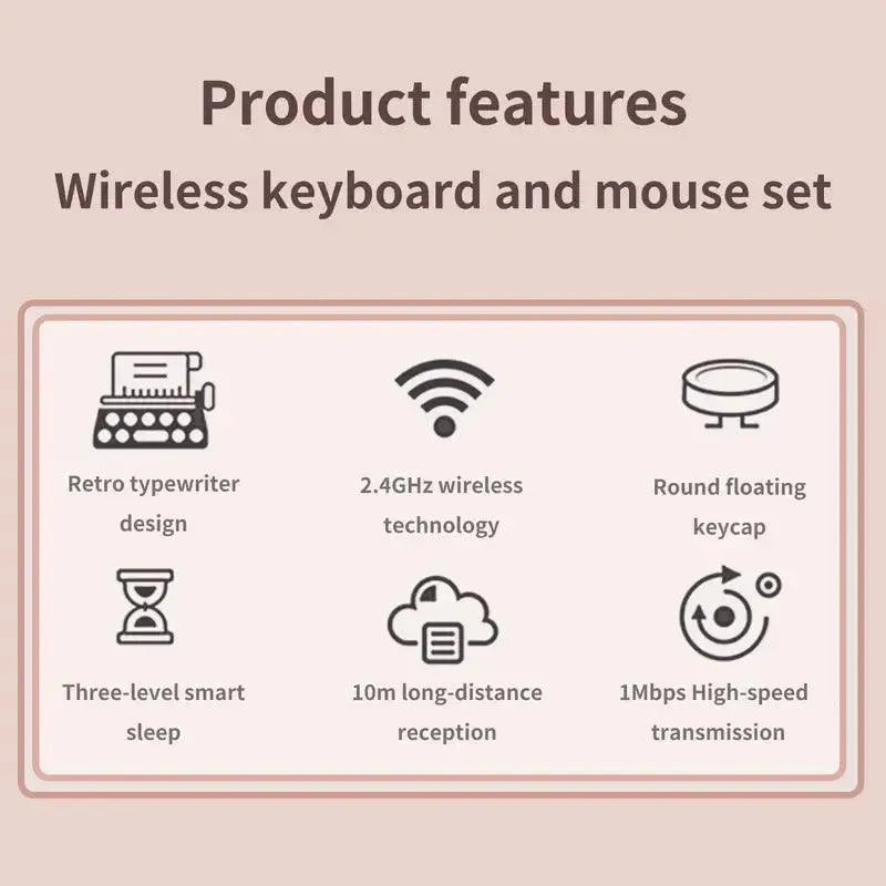 Mofii Wireless Retro Style Punk Mouse And Keyboard Kit - Bear Hugs