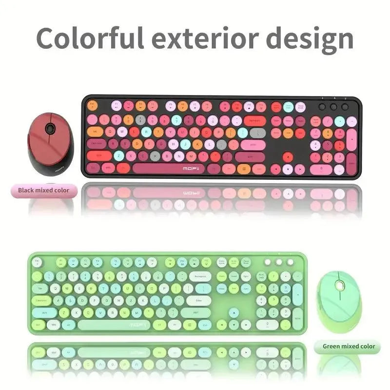 Mofii Wireless Retro Style Punk Mouse And Keyboard Kit - Bear Hugs