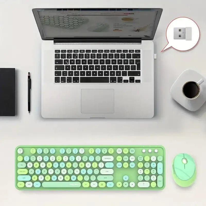 Mofii Wireless Retro Style Punk Mouse And Keyboard Kit - Bear Hugs