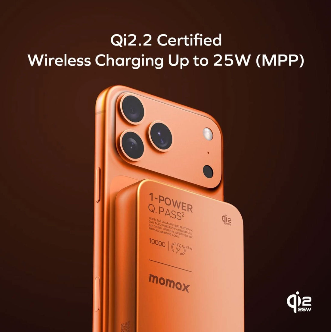 Momax 1-Power Q.Pass2 10000mAh Qi2.2 Magnetic Wireless Battery Pack MagSafe Powerbank IP168 - Bear Hugs