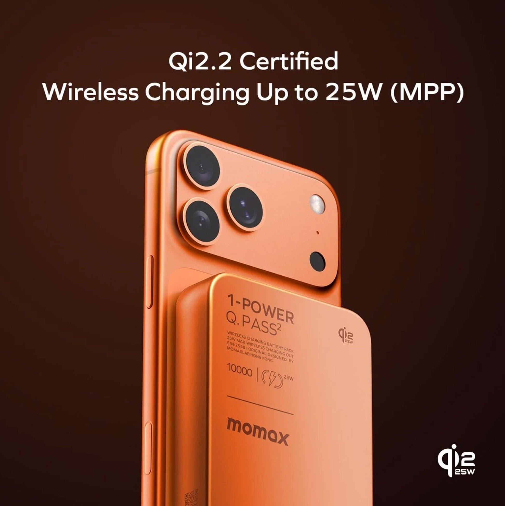 Momax 1-Power Q.Pass2 10000mAh Qi2.2 Magnetic Wireless Battery Pack MagSafe Powerbank IP168 - Bear Hugs
