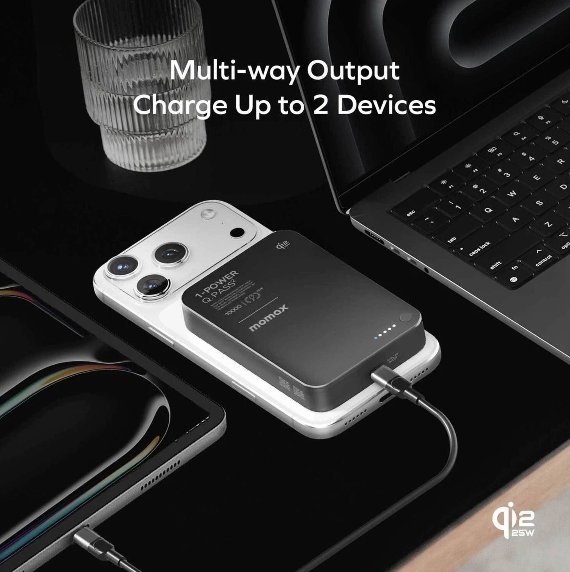 Momax 1-Power Q.Pass2 10000mAh Qi2.2 Magnetic Wireless Battery Pack MagSafe Powerbank IP168 - Bear Hugs