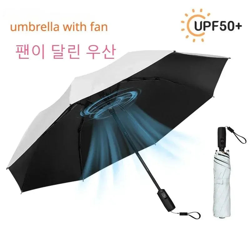 Novelty Tri-Fold Umbrella with In-built Fan - Bear Hugs