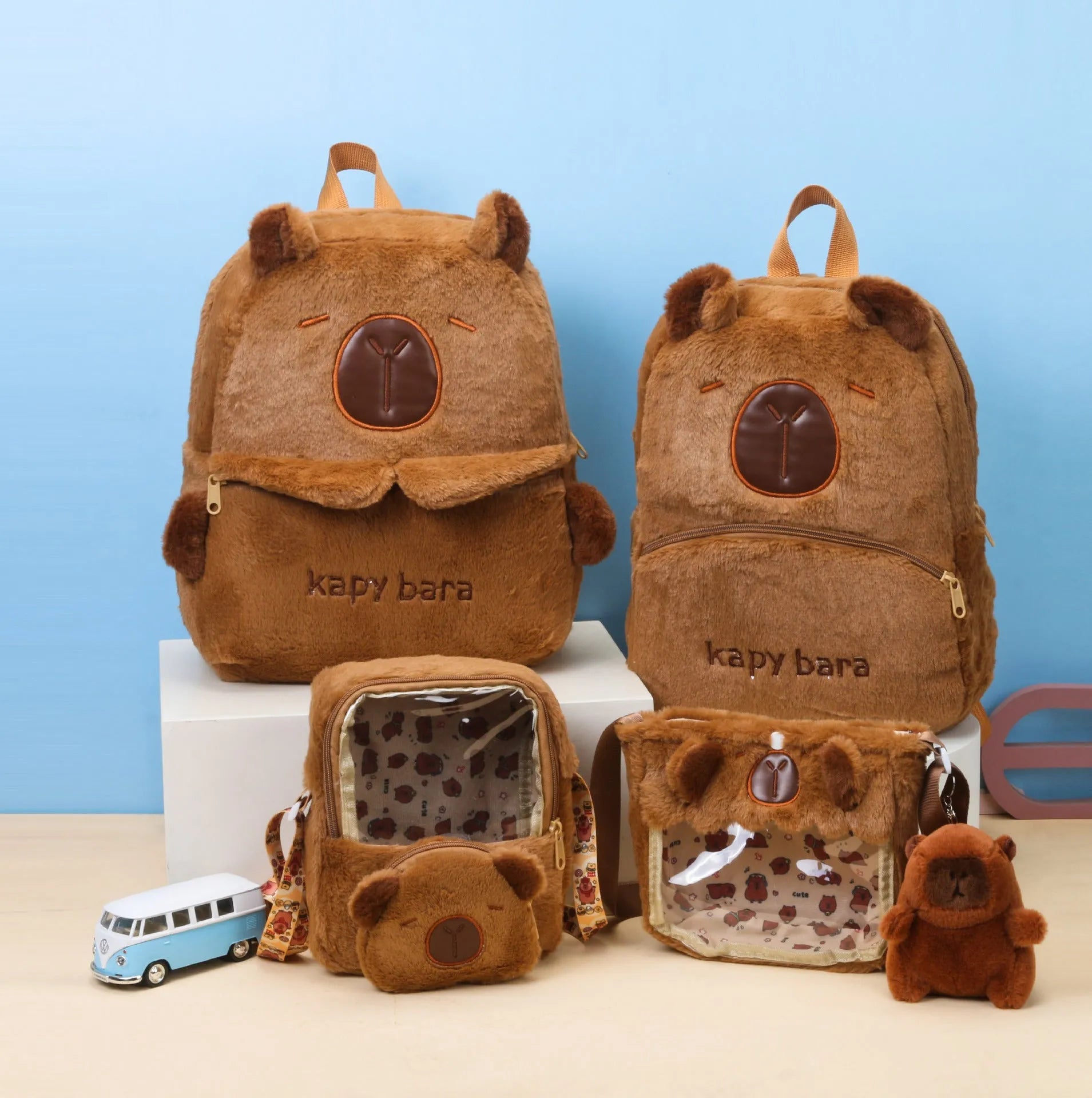 Capy-Go-Lucky Plush Backpack & Pouch Set