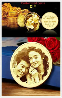 Personalised Gold Plated Laser Engraved Love Coin - Bear Hugs