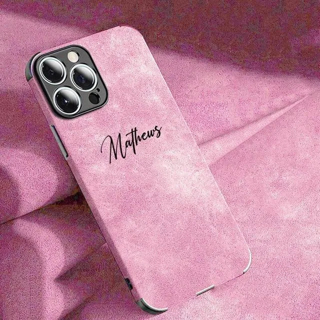 Personalised Name Luxury Soft Leather Case (For iPhone) - Bear Hugs