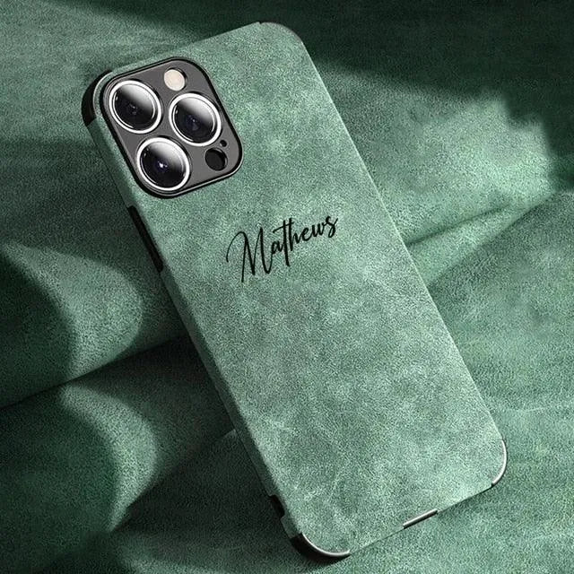 Personalised Name Luxury Soft Leather Case (For iPhone) - Bear Hugs