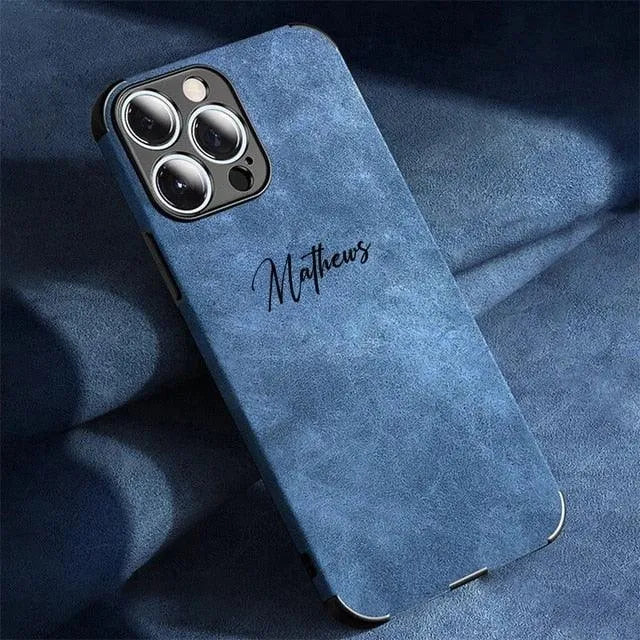 Personalised Name Luxury Soft Leather Case (For iPhone) - Bear Hugs