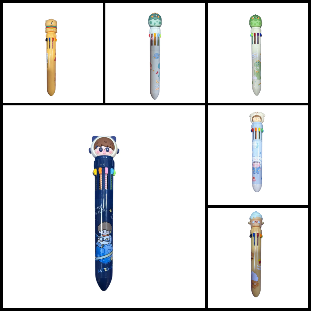 Kawaii 10-in-1 Multicolor Ballpoint Shuttle Pen