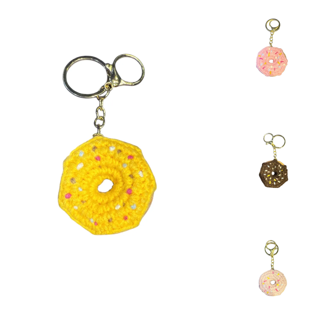 Handmade Crochet Glazed Donut Keychain