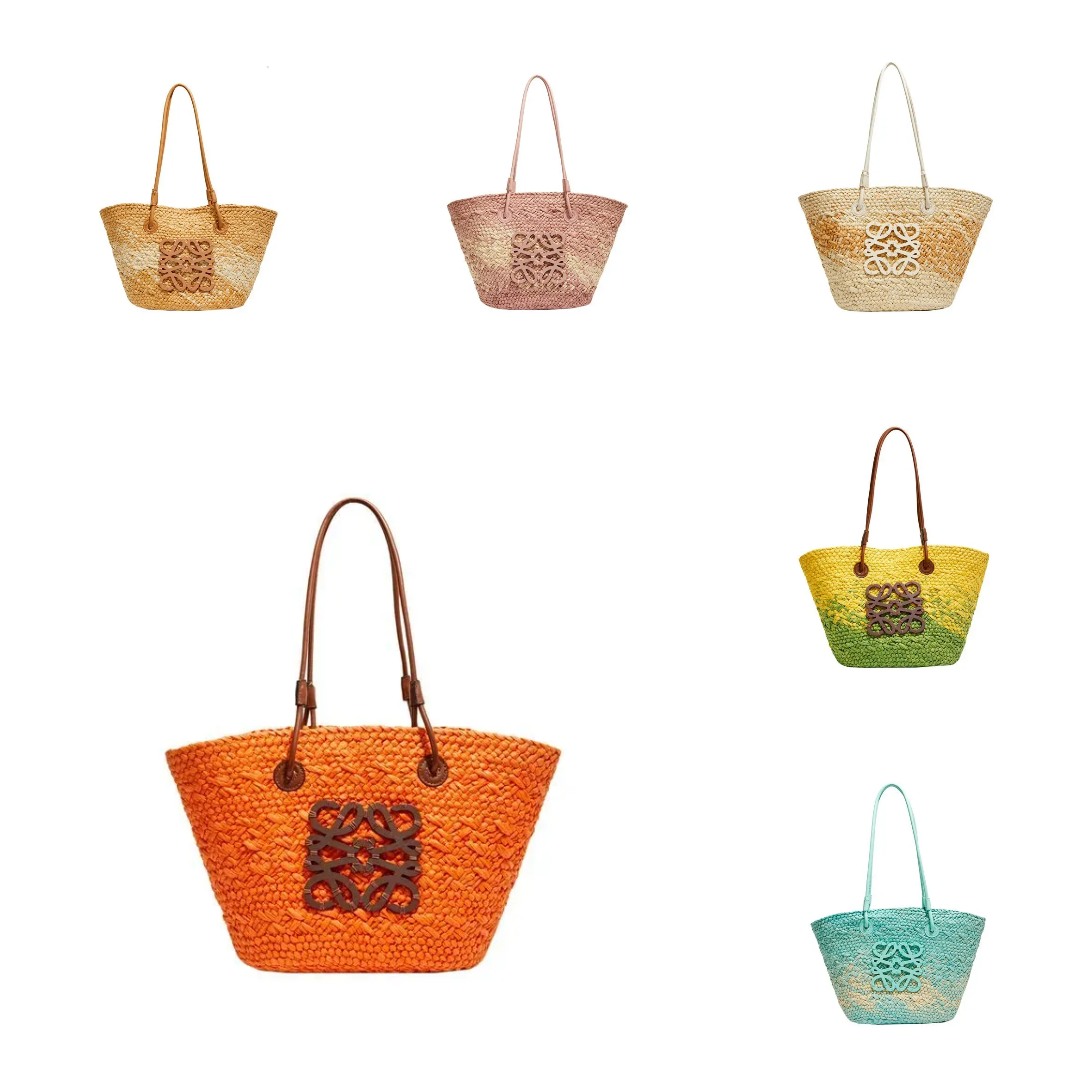 LOVE Anagram Raffia Straw Basket Tote