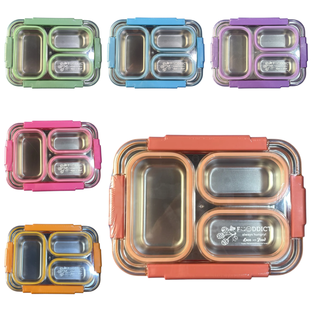 3-Compartment Stainless Steel Bento Lunch Box