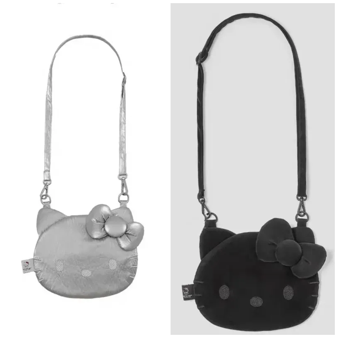 Hello Kitty Blackout Velvet Plush Crossbody Bag