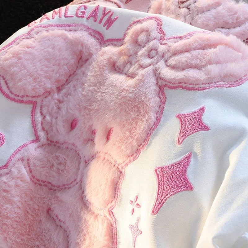 Pink Bunny Fluffy Tee - Bear Hugs