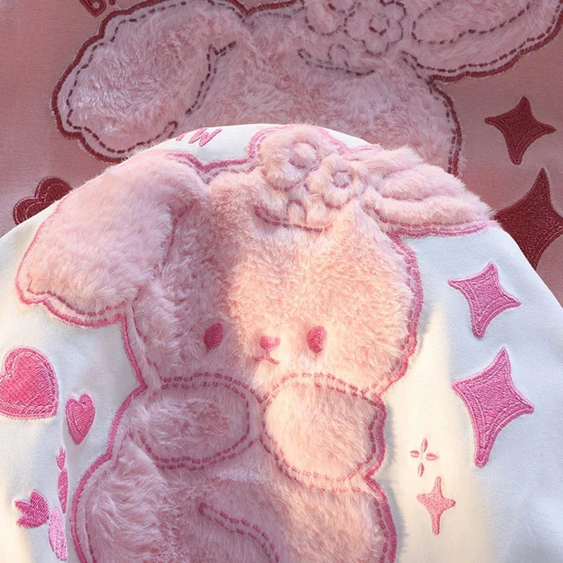 Pink Bunny Fluffy Tee - Bear Hugs