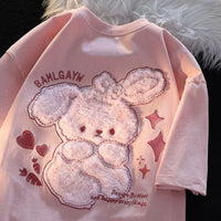 Pink Bunny Fluffy Tee - Bear Hugs