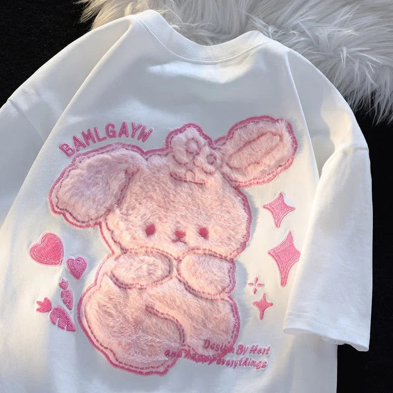 Pink Bunny Fluffy Tee - Bear Hugs