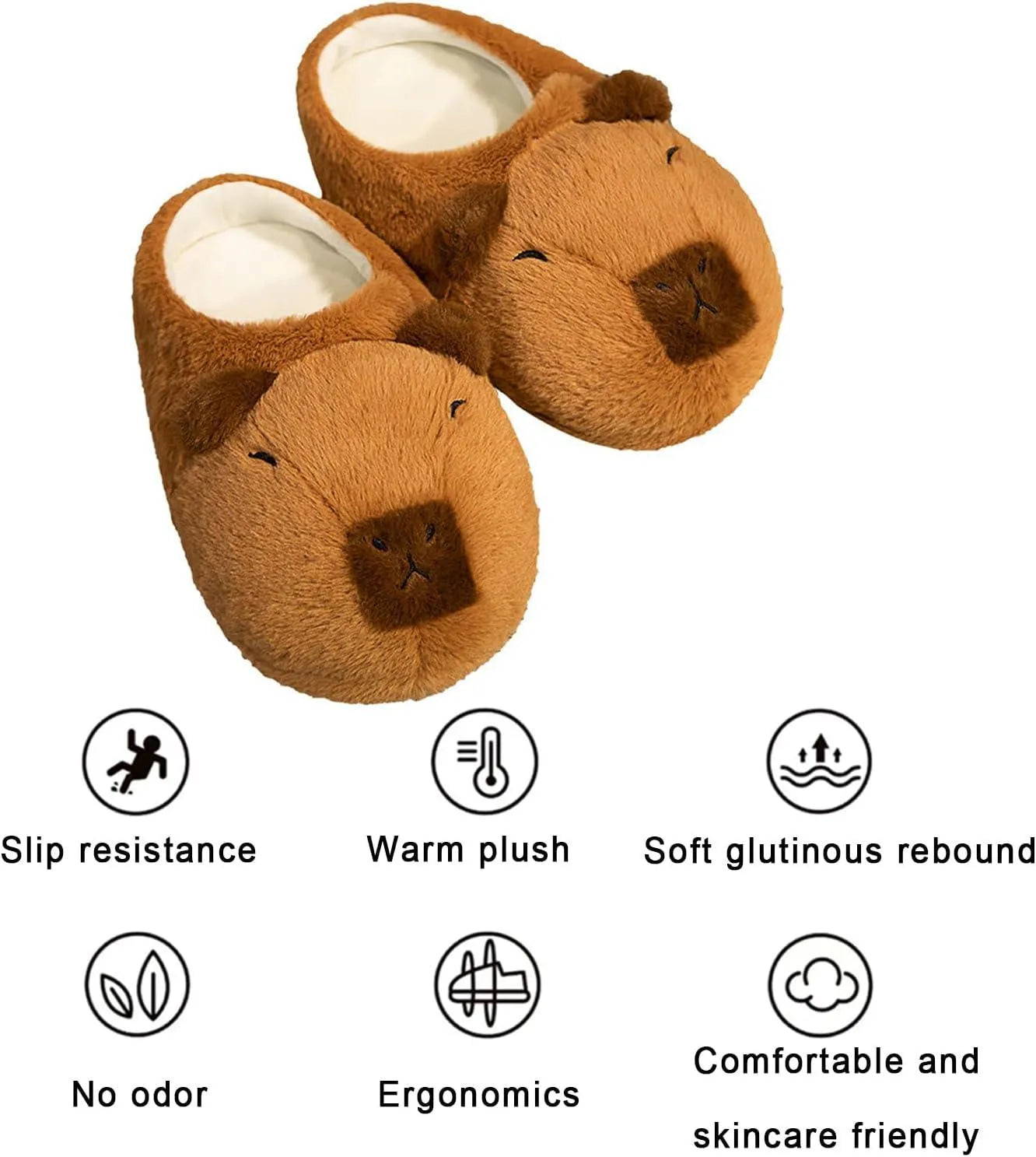 Plush Capybara Indoor Slippers - Bear Hugs