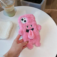 Plush Cartoon Sticky Tongue Phone Case (For iPhones) - Bear Hugs