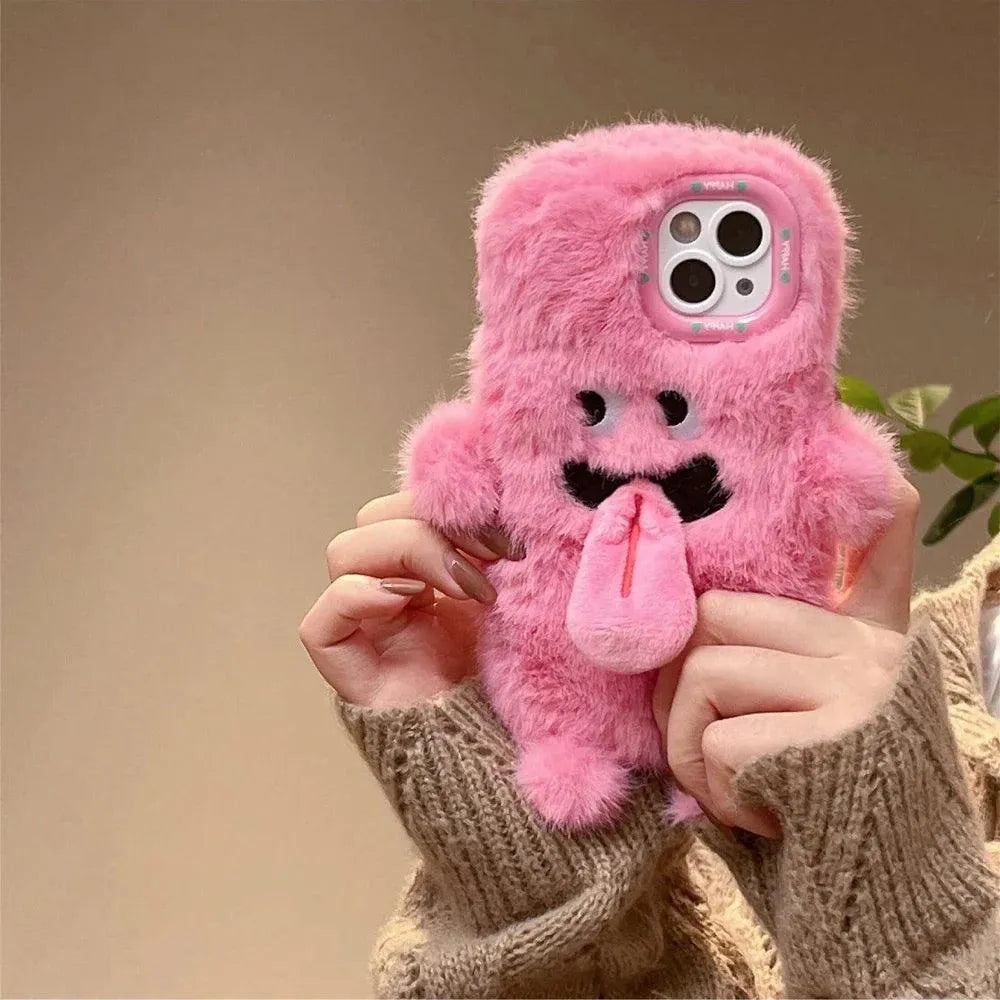 Plush Cartoon Sticky Tongue Phone Case (For iPhones) - Bear Hugs