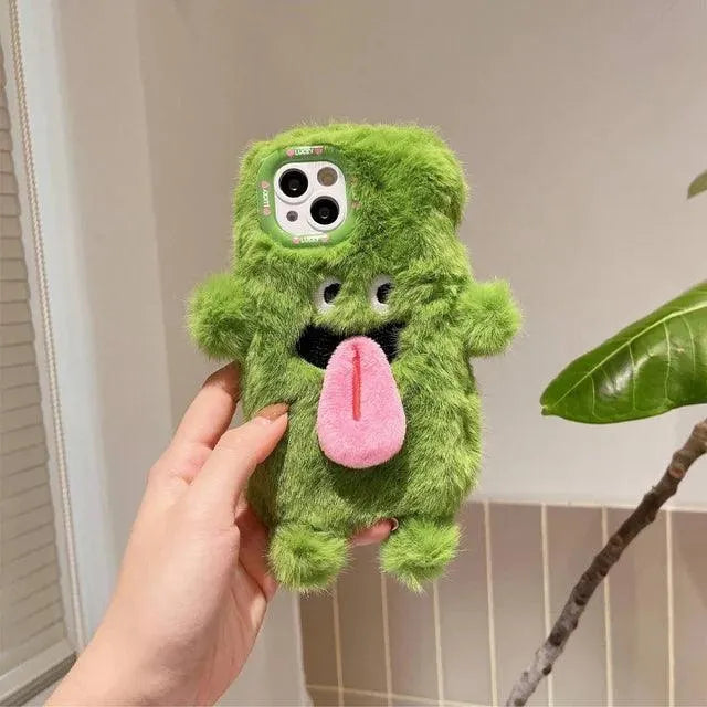 Plush Cartoon Sticky Tongue Phone Case (For iPhones) - Bear Hugs