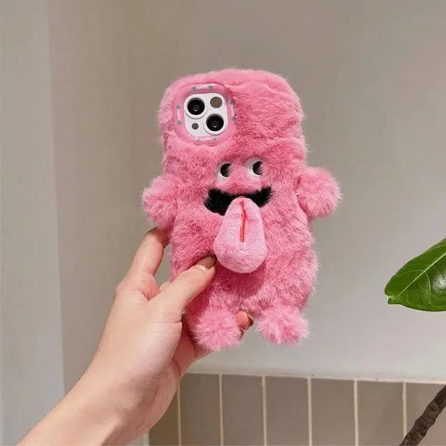 Plush Cartoon Sticky Tongue Phone Case (For iPhones) - Bear Hugs