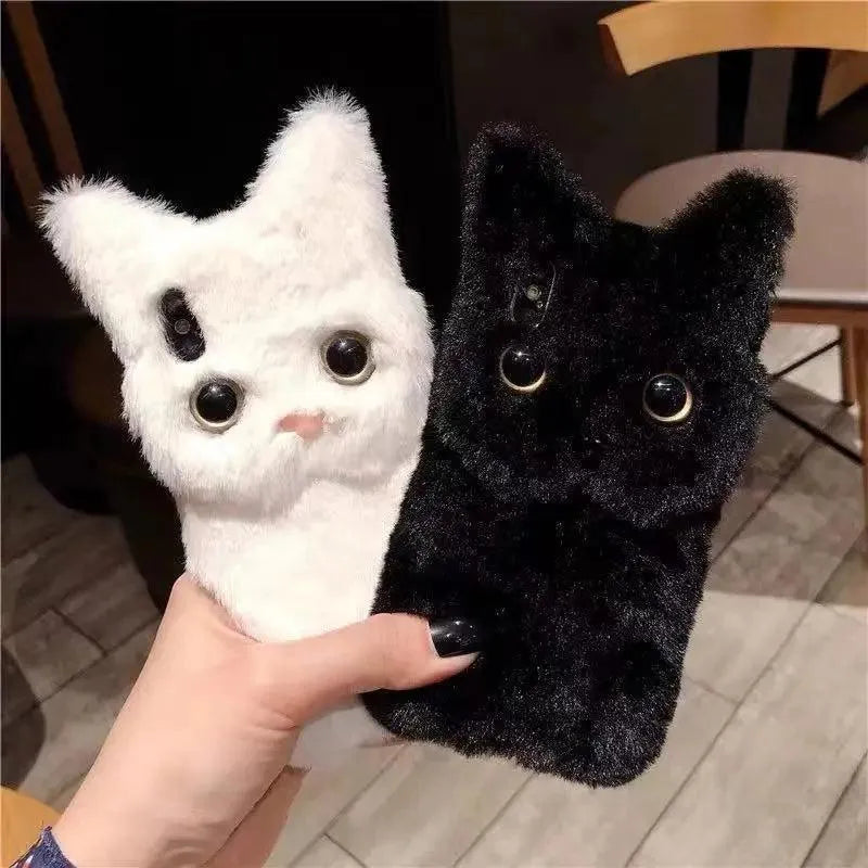 Plush Furry Cat Phone Case (For iPhones) - Bear Hugs