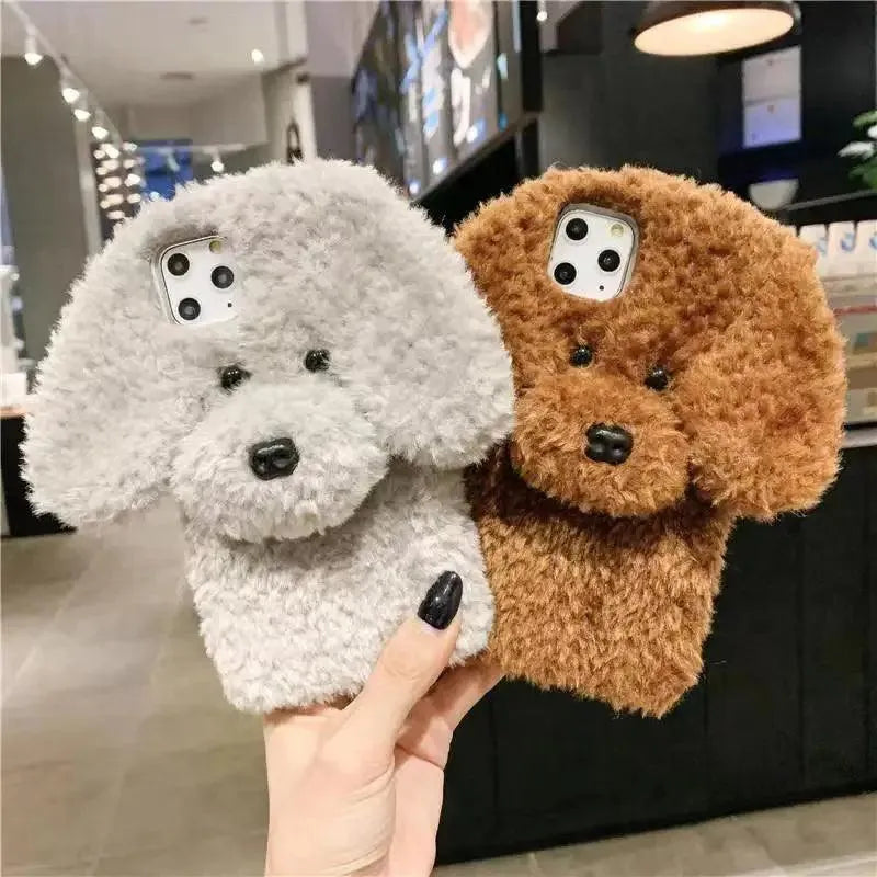 Plush Furry Dog Phone Case (For iPhones) - Bear Hugs