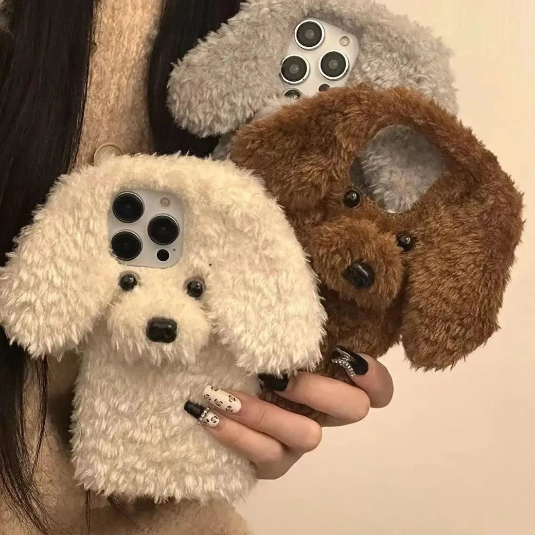 Plush Furry Dog Phone Case (For iPhones) - Bear Hugs