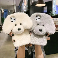 Plush Furry Dog Phone Case (For iPhones) - Bear Hugs