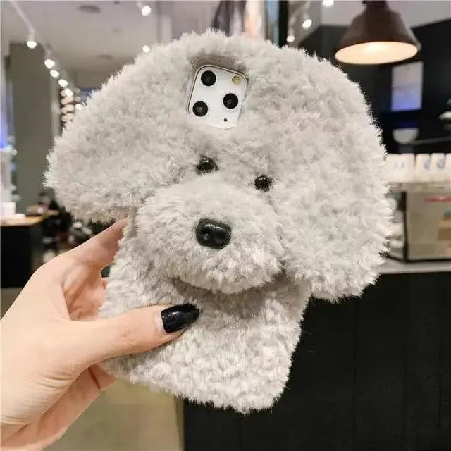 Plush Furry Dog Phone Case (For iPhones) - Bear Hugs