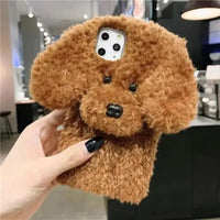 Plush Furry Dog Phone Case (For iPhones) - Bear Hugs