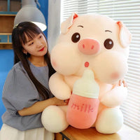 Plush Piggy With Milk Bottle - Bear Hugs