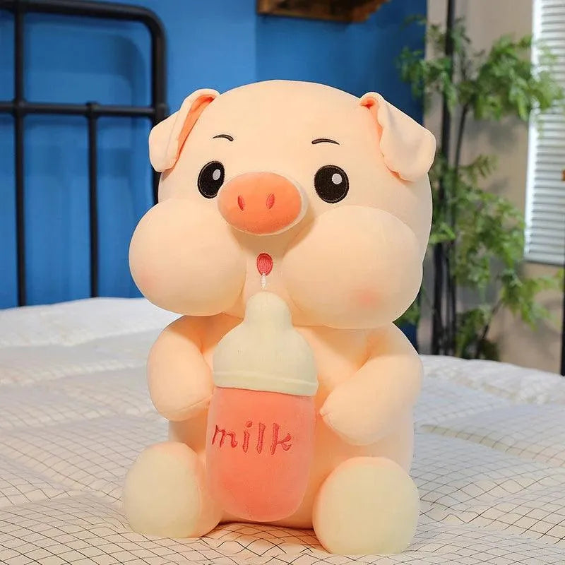 Plush Piggy With Milk Bottle - Bear Hugs