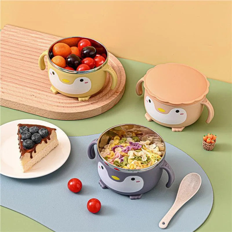 Premium Penguin Kids Feeding Bowl with Spoon - Bear Hugs