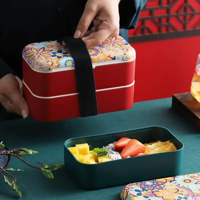 Premium Two-Tier Colourful Bento Box - Bear Hugs