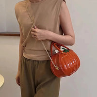 Pumpkin Shaped Satchel Novelty Crossbody Bag - Bear Hugs