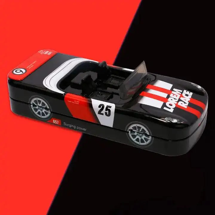 Racing Car Metal Pencil Box with Movable Wheels and Seats - Bear Hugs