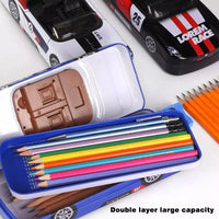 Racing Car Metal Pencil Box with Movable Wheels and Seats - Bear Hugs