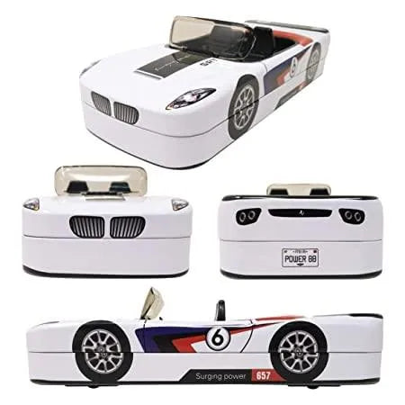 Racing Car Metal Pencil Box with Movable Wheels and Seats - Bear Hugs