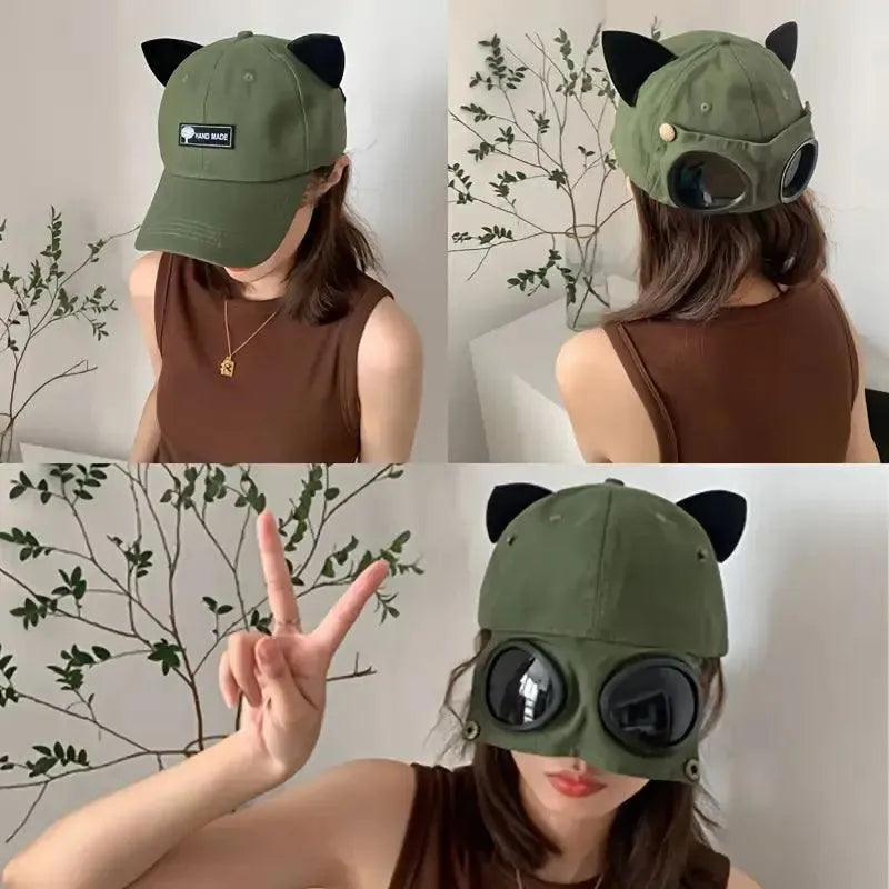 Retro Aviator Hat with Glasses - Bear Hugs